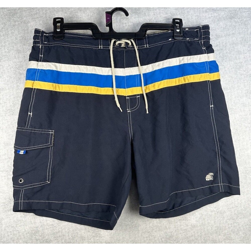 Caribbean Joe Island Supply Mens Sz L Swim Trunks Shorts Lined Cargo Pocket Navy